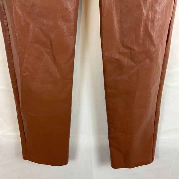 Wilfred Vegan Leather Pants 8 Brown Straight Leg Pockets - Picture 4 of 12